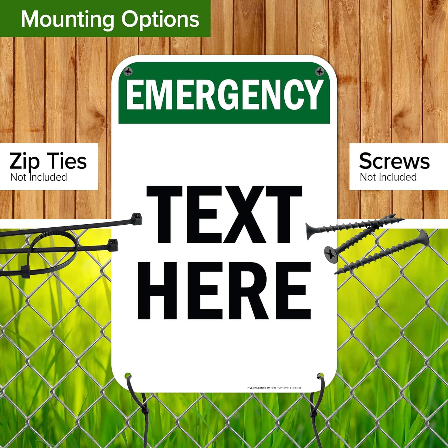 Custom Emergency Sign, OSHA Sign, 12x18 Inches, 55 mil thick HDPE (high density polyethylene), Made in USA by My Sign Center