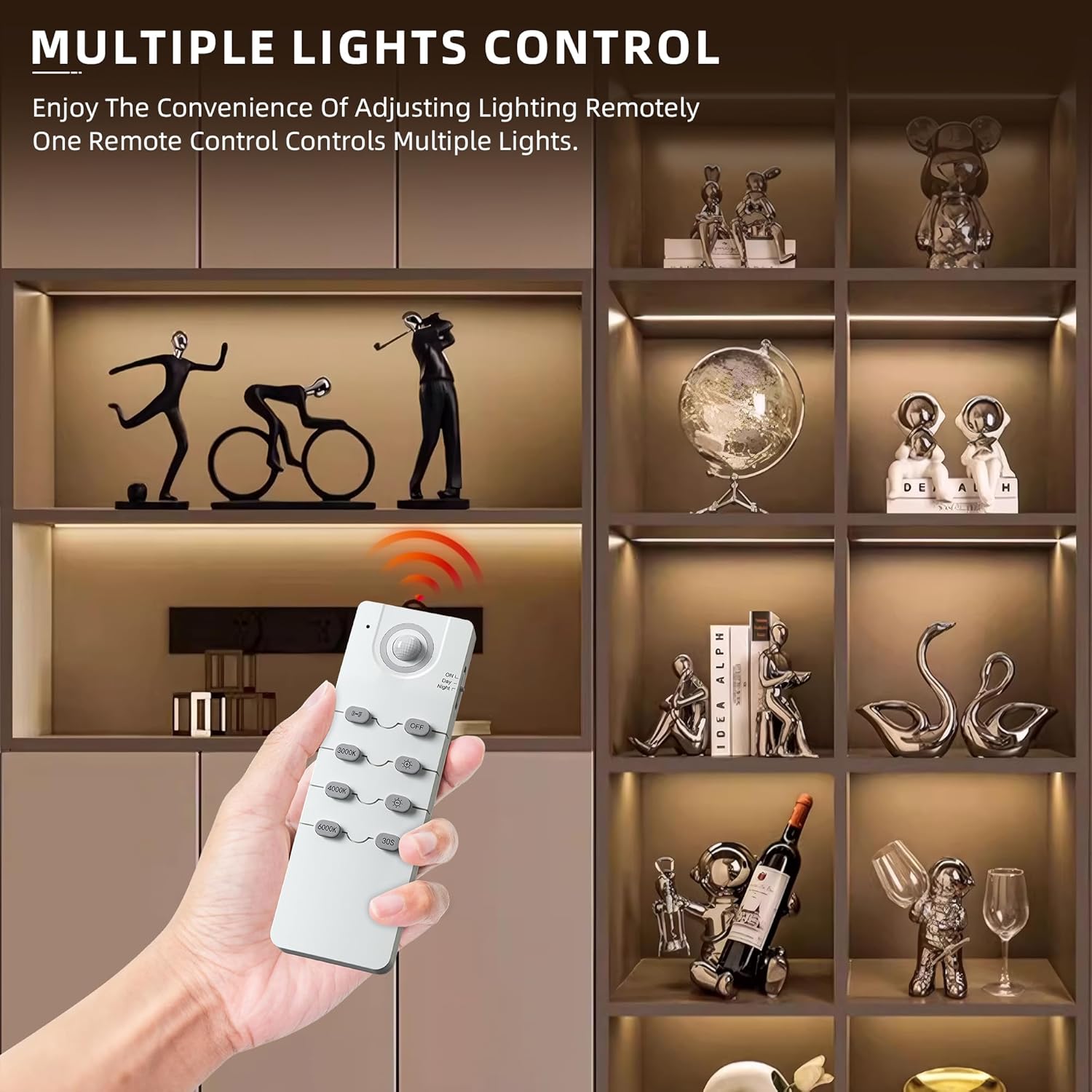 276 LED Under Cabinet Lights Wireless with Full Lighting,Rechargeable Closet Lights with Remote and Motion Sensor Indoor,Under Counter Light with CCT and Dimmable for Kitchen,Stair(3 Pack,31.5inch)