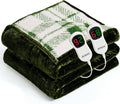 Heated Electric Blanket Queen Size - 84"x90" Flannel Heating Blanket with 10 Heating Levels & 5 Time Settings Over-Heat Protection, Winter Warmer for Adults with ETL Certification（Green）