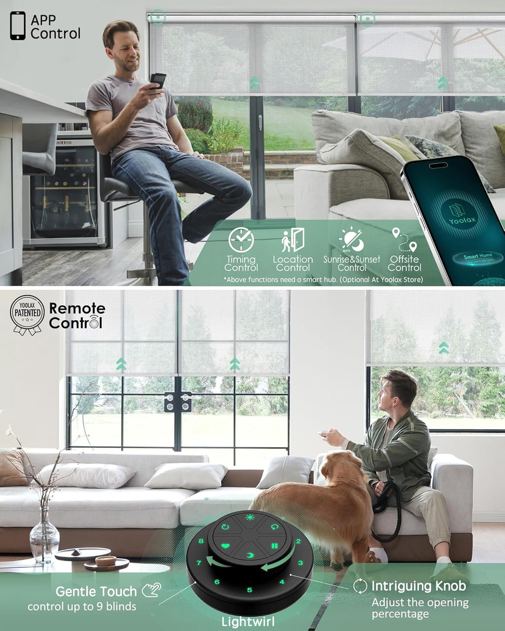 Yoolax Motorized Blinds with Remote, Smart Blinds for Windows Motorized Roller Shades, Automatic Window Shades Compatible with Alexa Custom Size for Living Room Office (Sheer-White)