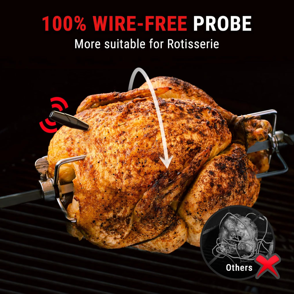 ThermoPro TempSpike 1000FT Wireless Meat Thermometer Digital with 2 Upgraded Ultra-Thin Probe, Kitchen Food Thermometer for Cooking, Turkey, Oven, Smoker, Rotisserie, BBQ, Grill Temperature Indicator