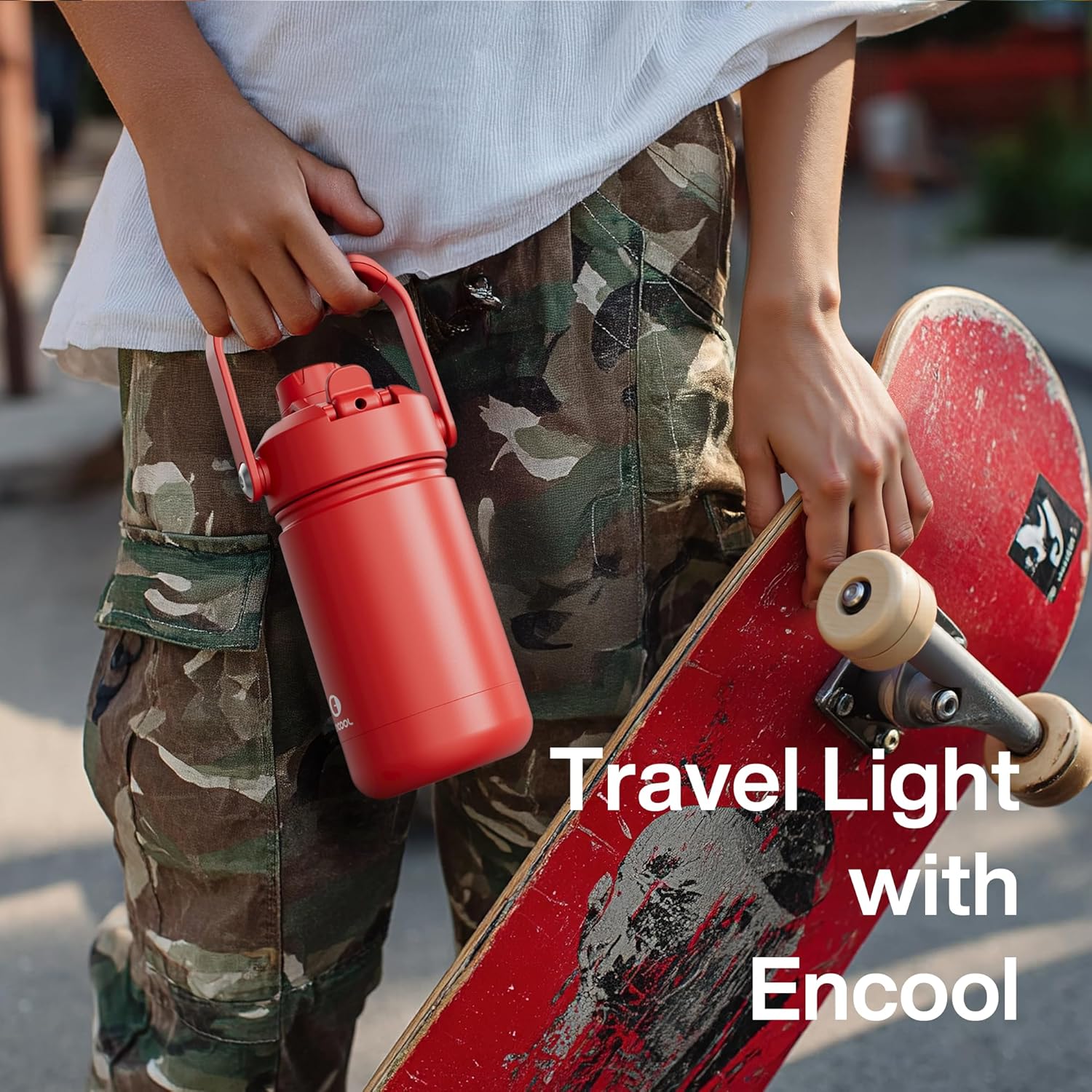 Kids Insualated Water Bottle with Straw - 12oz Stainless Steel Water Bottle with Dual Spouts, Leak-Proof, BPA-Free, Double Wall Vacuum Keeps Cold for 24 Hours for Sports, Travel, School (Raw Umber)