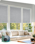 Yoolax Motorized Blinds with Remote, Blackout Smart Blinds for Windows Motorized Roller Shades, Automatic Window Shades Work with Alexa Custom Size (Blackout-Foggy Gray)
