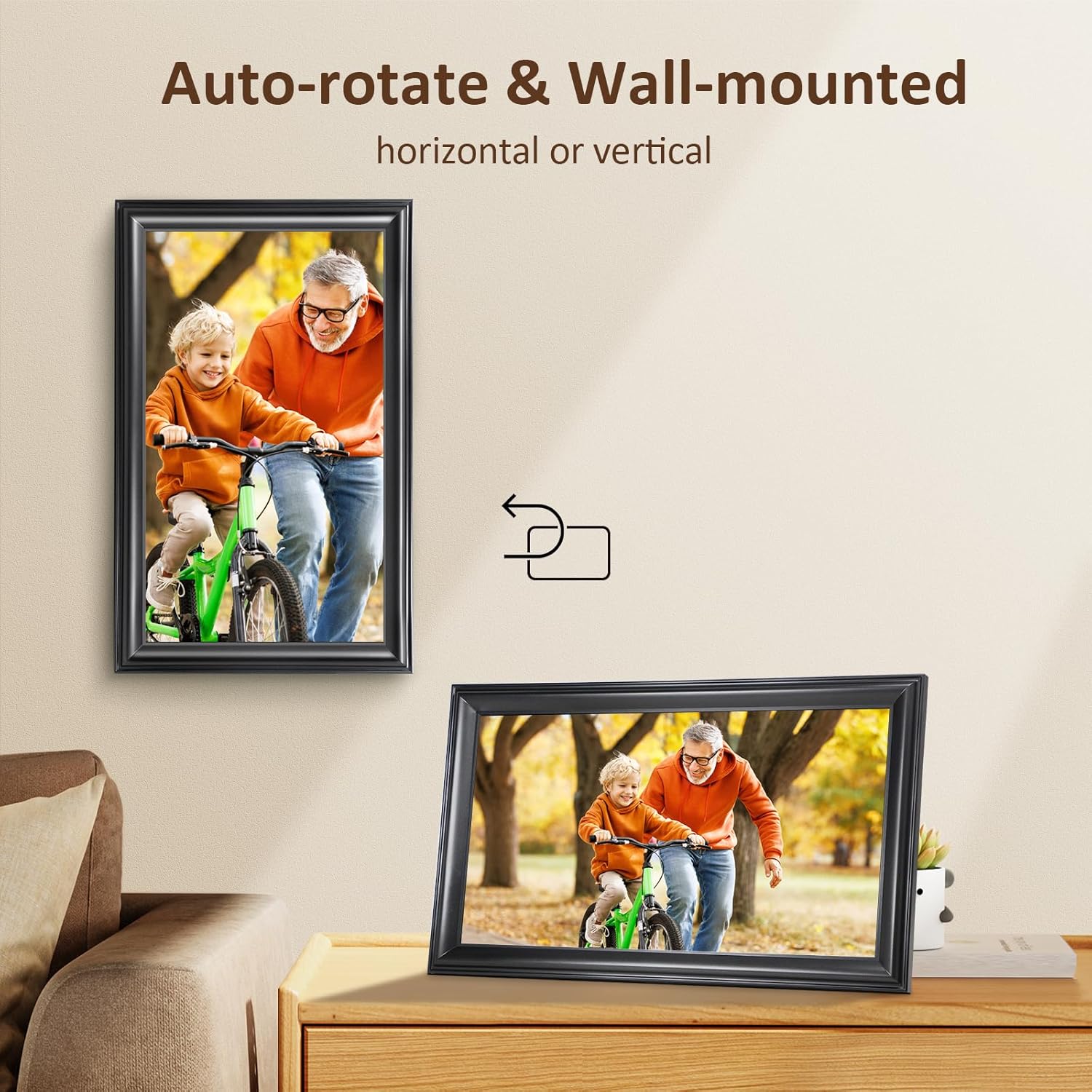 16 Inch Large Digital Picture Frame, Canupdog WiFi Digital Photo Frame with 1920 * 1080 IPS Touchscreen, 32GB Storage, Auto-Rotate, Wall Mountable, Easy Setup, Slideshow Photos and Videos