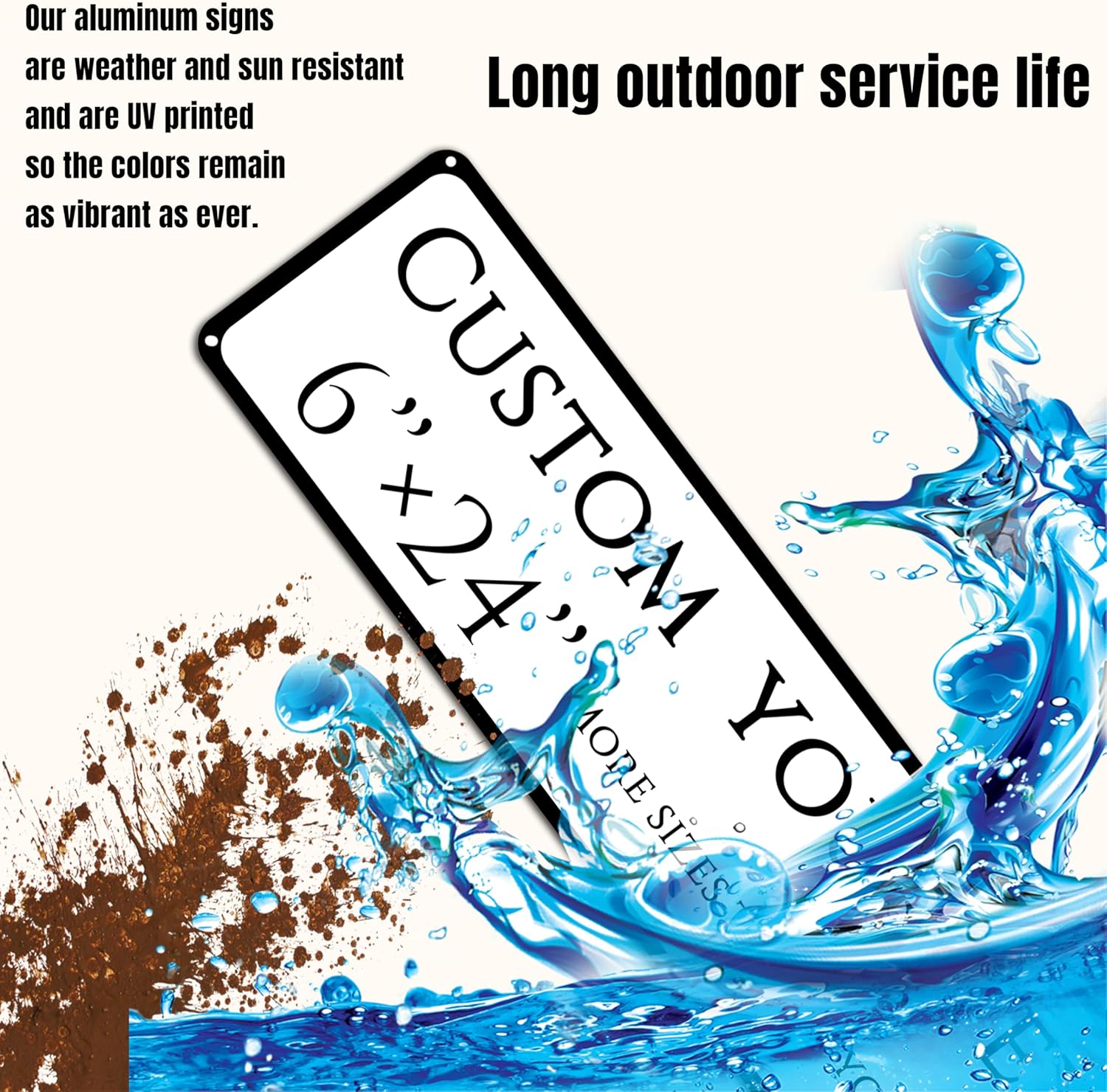 Custom Sign, custom street sign，Aluminum Weatherproof Metal Sign Multiple Sizes, Reflective double-sided, Business, Workplace, office, Home, Delivery Signs(6 * 24 Inch)