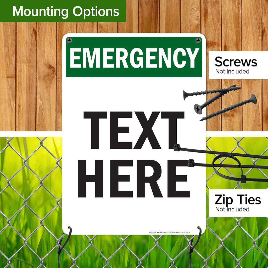 Custom Emergency Sign, OSHA Sign, 10x14 Inches, 55 mil thick HDPE (high density polyethylene), Made in USA by My Sign Center