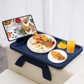 SINWANT Couch Armrest Table, Bamboo Couch Arm Table 360° Phone Holder,Foldable Sofa Arm Tray for Eating Drinking Snacks Remote on Chair Armrest