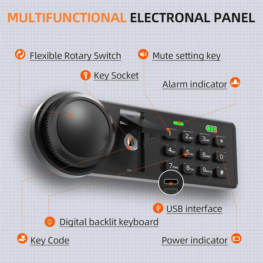 XDeer 71-Key Safe Wall Mount with Advanced Anti-Theft & LED Light, Key Cabinet with Combo & Key Lock for Hotels, Offices & Car Dealerships
