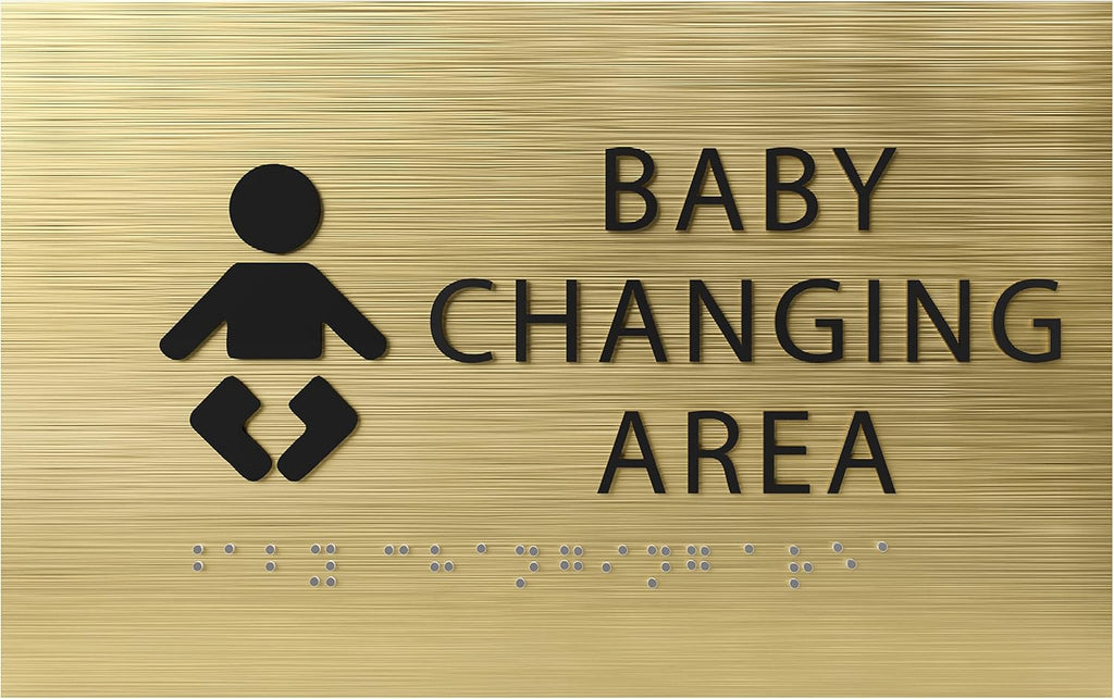 6" X4" Baby Changing Area Sign | Tactile Graphics Grade 2 Braille Text Baby Care Sign| ADA Compliant Wall Mount Plastic Restroom Sign for Hospital, Offices, Clinics and Apartments