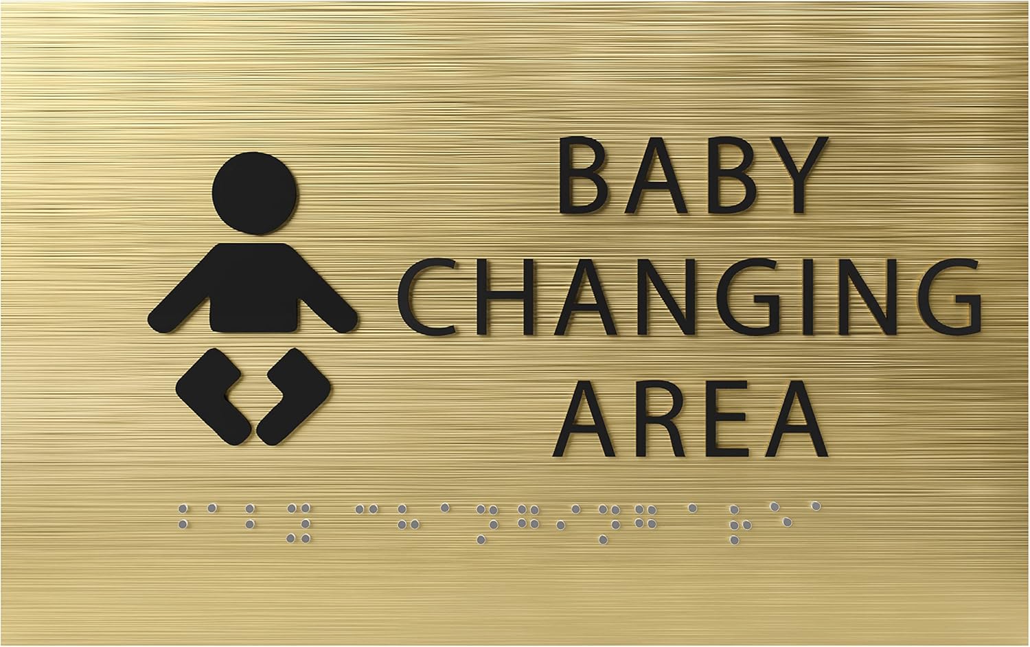 6" X4" Baby Changing Area Sign | Tactile Graphics Grade 2 Braille Text Baby Care Sign| ADA Compliant Wall Mount Plastic Restroom Sign for Hospital, Offices, Clinics and Apartments