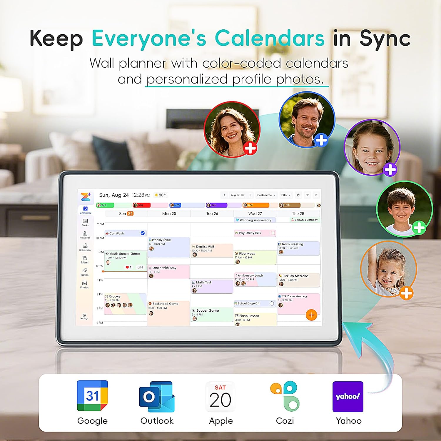 Westsee 15.6" Digital Wall Calendar Frame – Interactive Touchscreen Eletronic Calendars, Smart Family Planner for Schedule, Photo Display, Meals, Chore Chart & Tasks, Wall & Desk Mountable (Dark Gray)