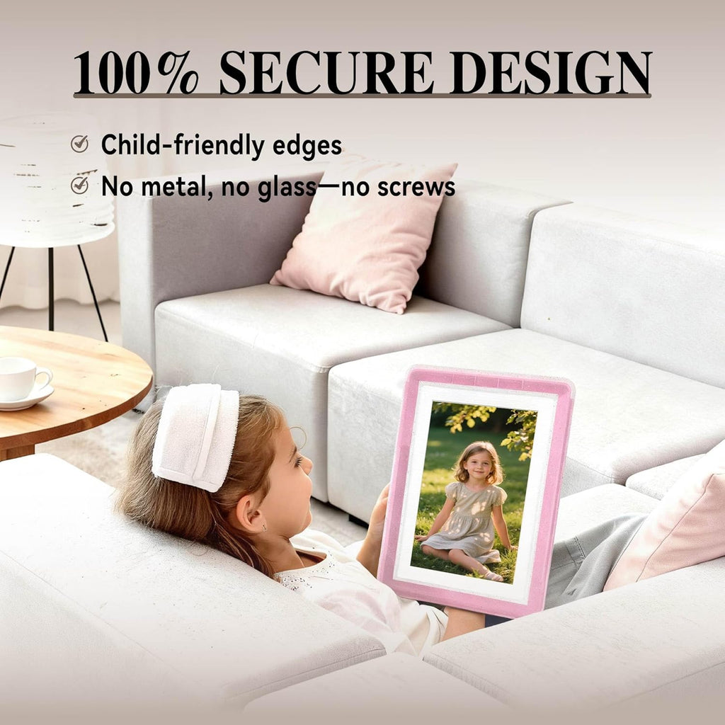 5x7 Picture Frame, Clear Acrylic Photo Frame with White Mat for 4x6 Photos, One-Piece Shatterproof Tool-Free Design, UV-Resistant Waterproof Tabletop Frame for Home Office Decor with 10-Year Warranty