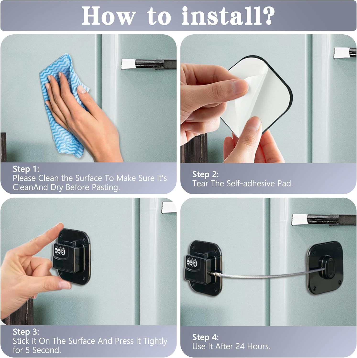 Refrigerator Lock - Heavy Duty Fridge & Freezer Safety Latch for Babies & Toddlers, Easy Install Kitchen Cabinet Lock (Black, 1)