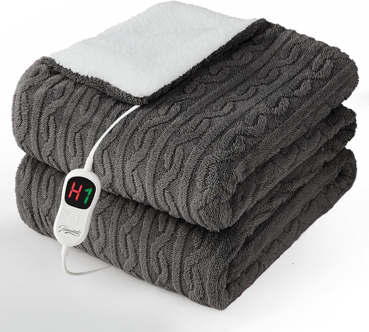 Homemate Electric Heated Blanket Twin - 62"x84" Heating Bed Blankets Throw with 10 Heating Levels 8 Hours Auto Off Fast Heating Over-Heated Protection Ultra Soft Warm Flannel ETL Certified