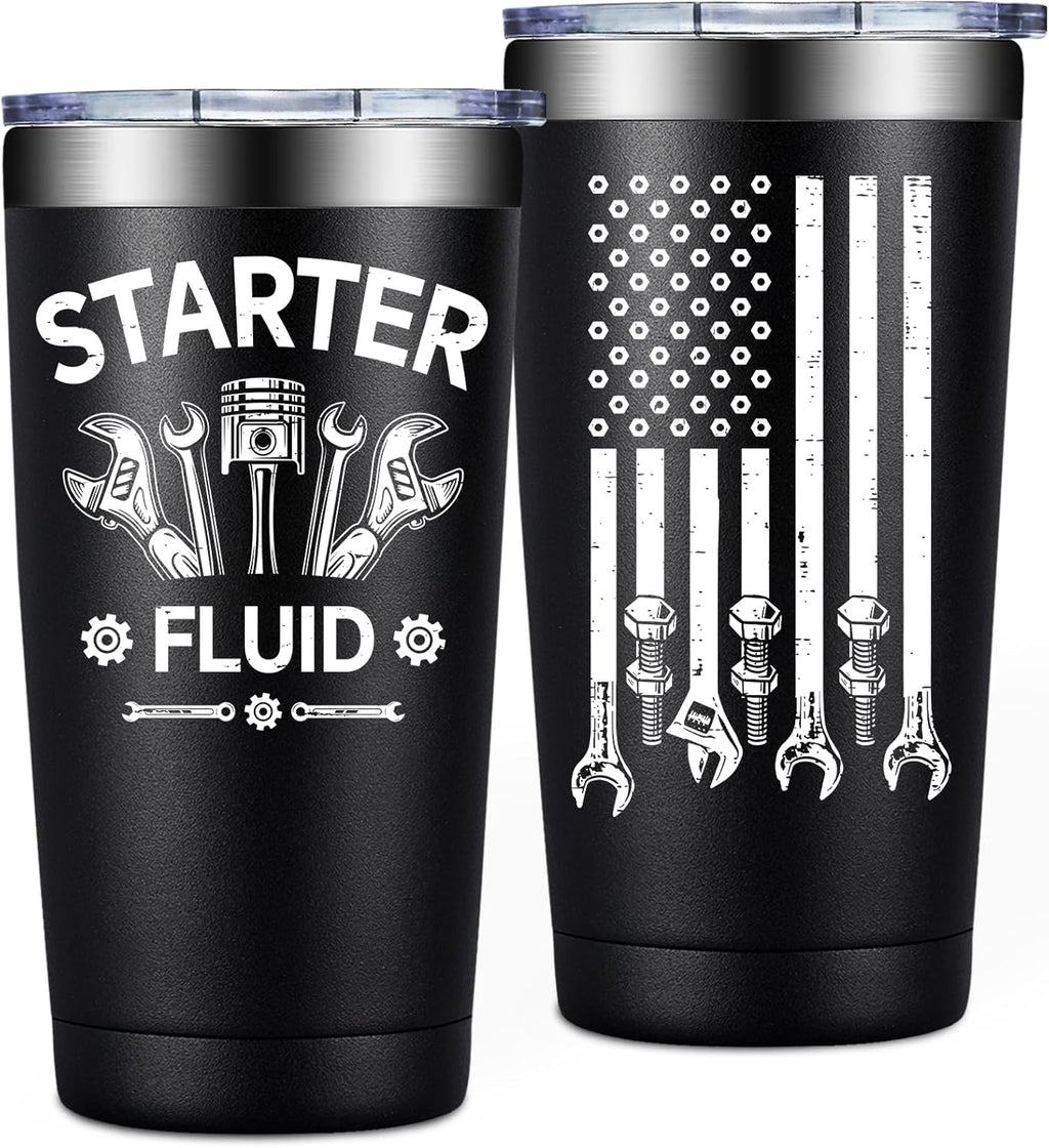 SpenMeta Mechanic Gifts - Mechanic Gifts for Men, Car Guy, Car Enthusiast - Christmas Birthday Fathers Day Gift for Mechanics - 20oz Starter Fluid Tumbler Cup