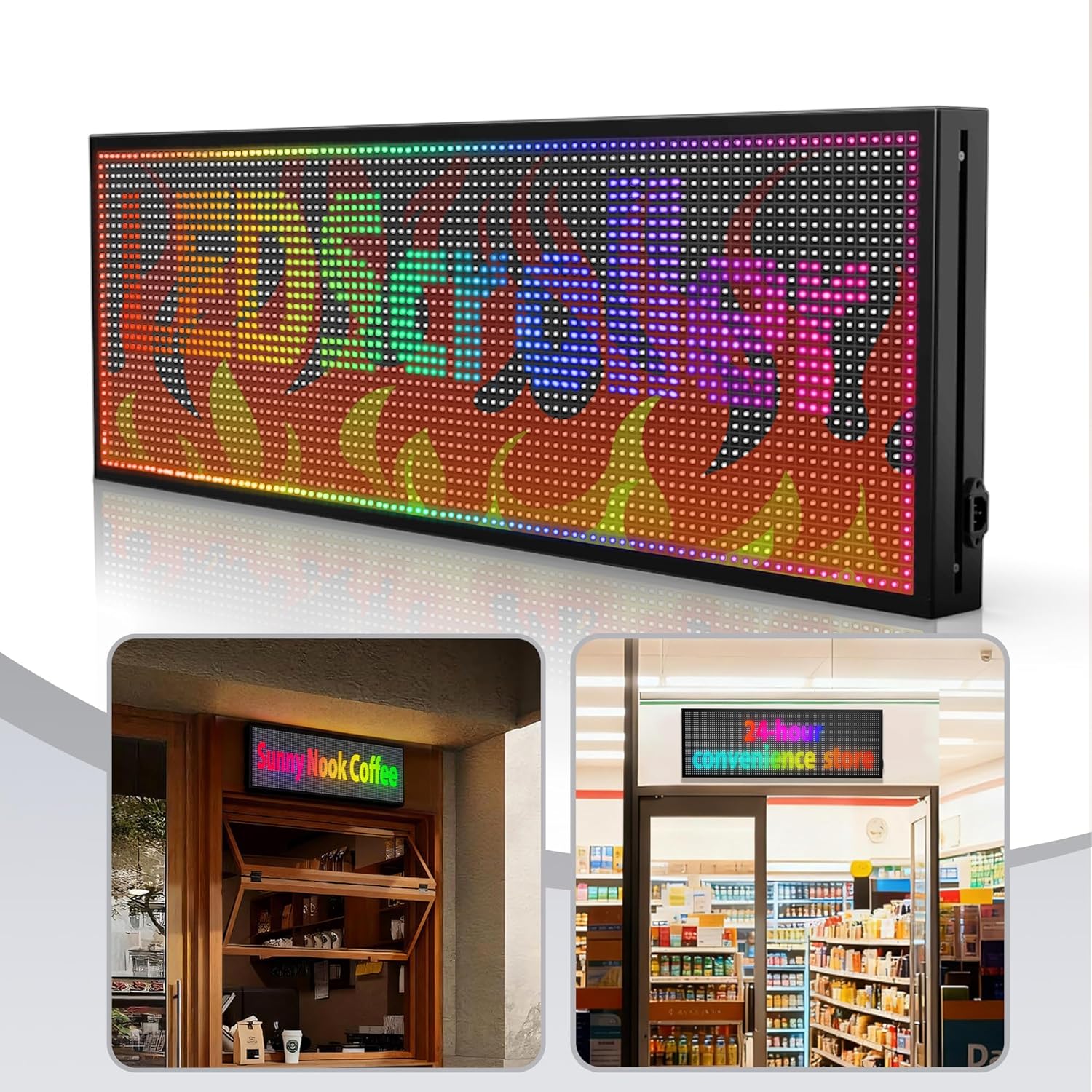 ‌Kochenkore P10 Programmable LED Sign, 51"x14" Scrolling Display, Waterproof Outdoor Digital Signage with WiFi Control, Indoor RGB Advertising Message Board for Business & Store Signs