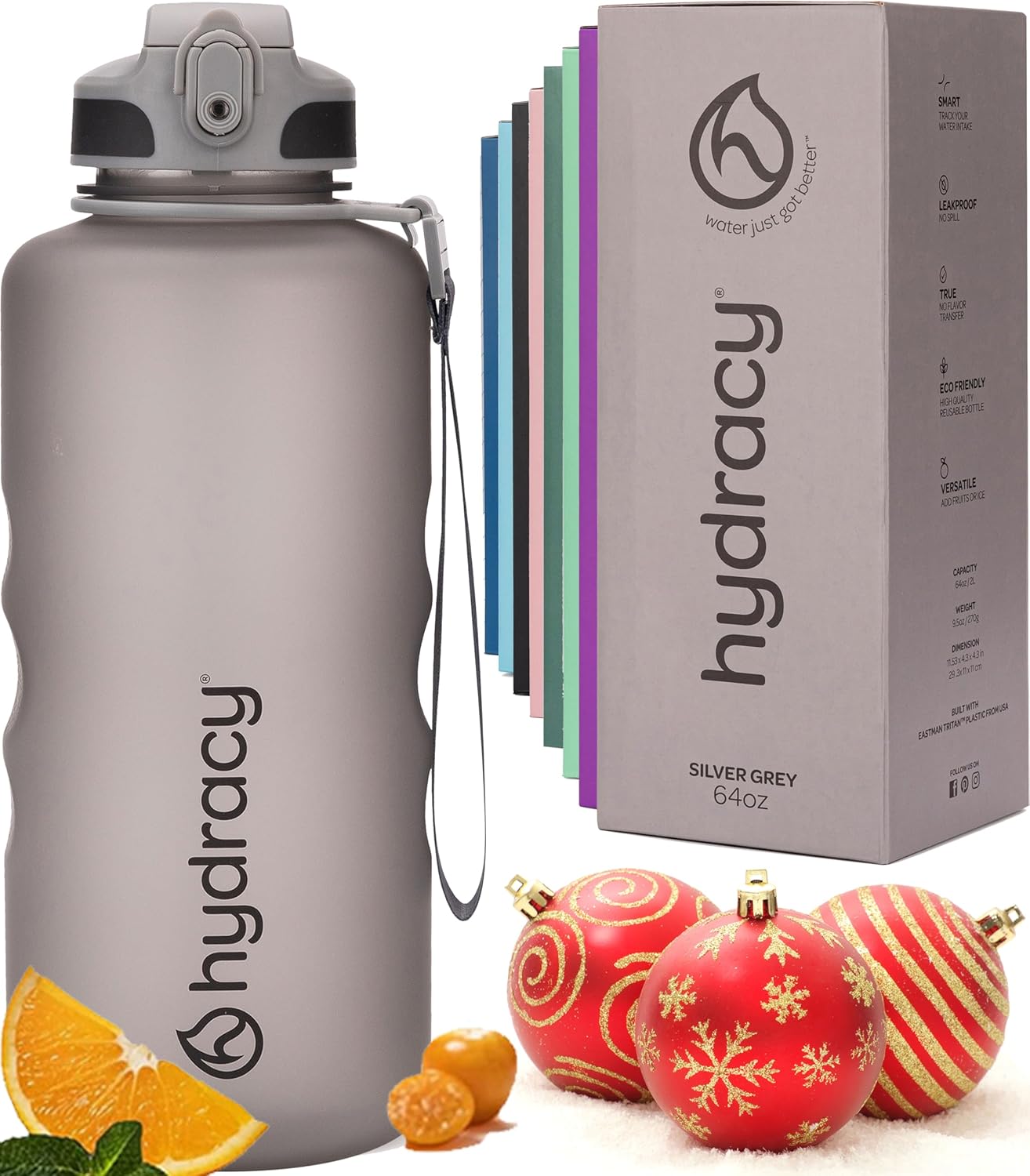 Hydracy Water Bottle with Time Marker -Large BPA Free Water Bottle & No Sweat Sleeve -Leak Proof Gym Bottle with Fruit Infuser Strainer & Times to Drink -Ideal for Fitness Sports & Outdoors
