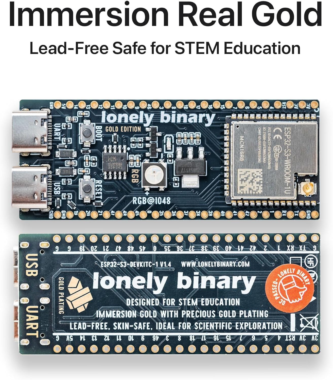 ESP32-S3 Development Board Gold Edition 16MB Flash 8MB PSRAM Dual USB-C IPEX Antenna WiFi Bluetooth for Arduino IoT Projects, MicroPython & ESP-IDF N16R8 (16MB +Antenna Gold Edition)