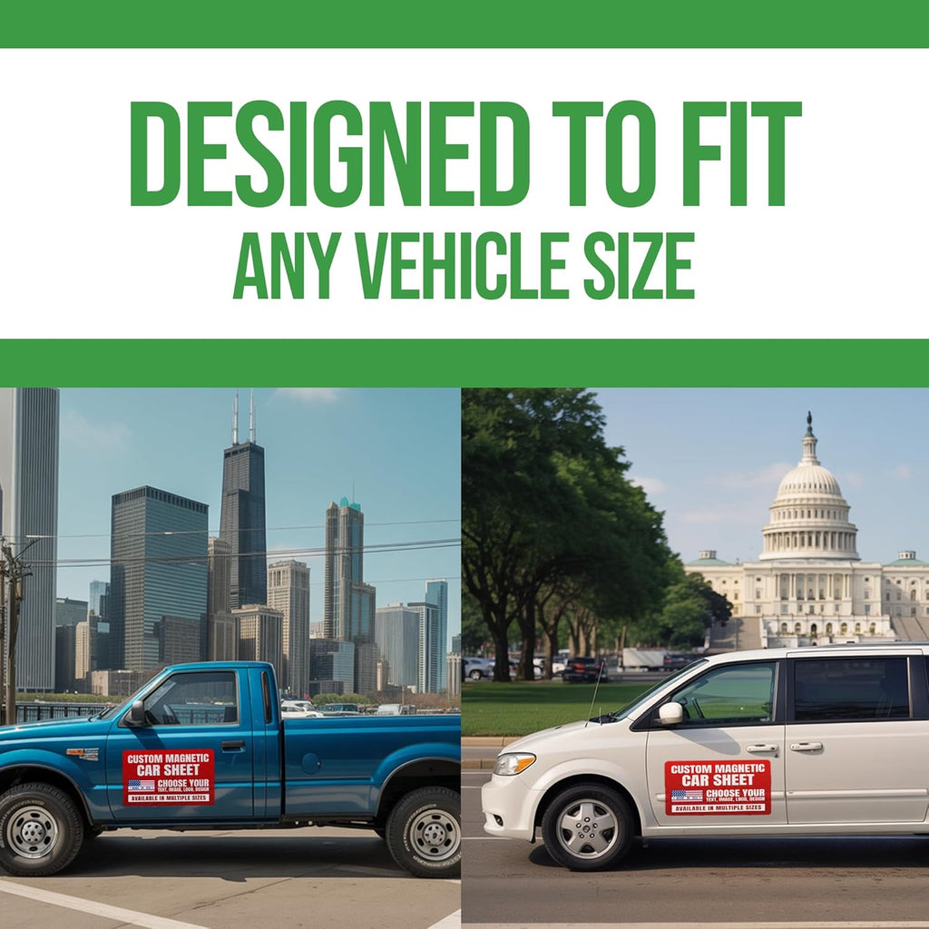 Pack of 2 Custom Vehicle Signs by BCB – Personalized Magnetic Door Decals | Removable Advertising Signage for Cars, Trucks & Vans | Customizable Magnetic Sheets | Multiple Sizes | Made in USA