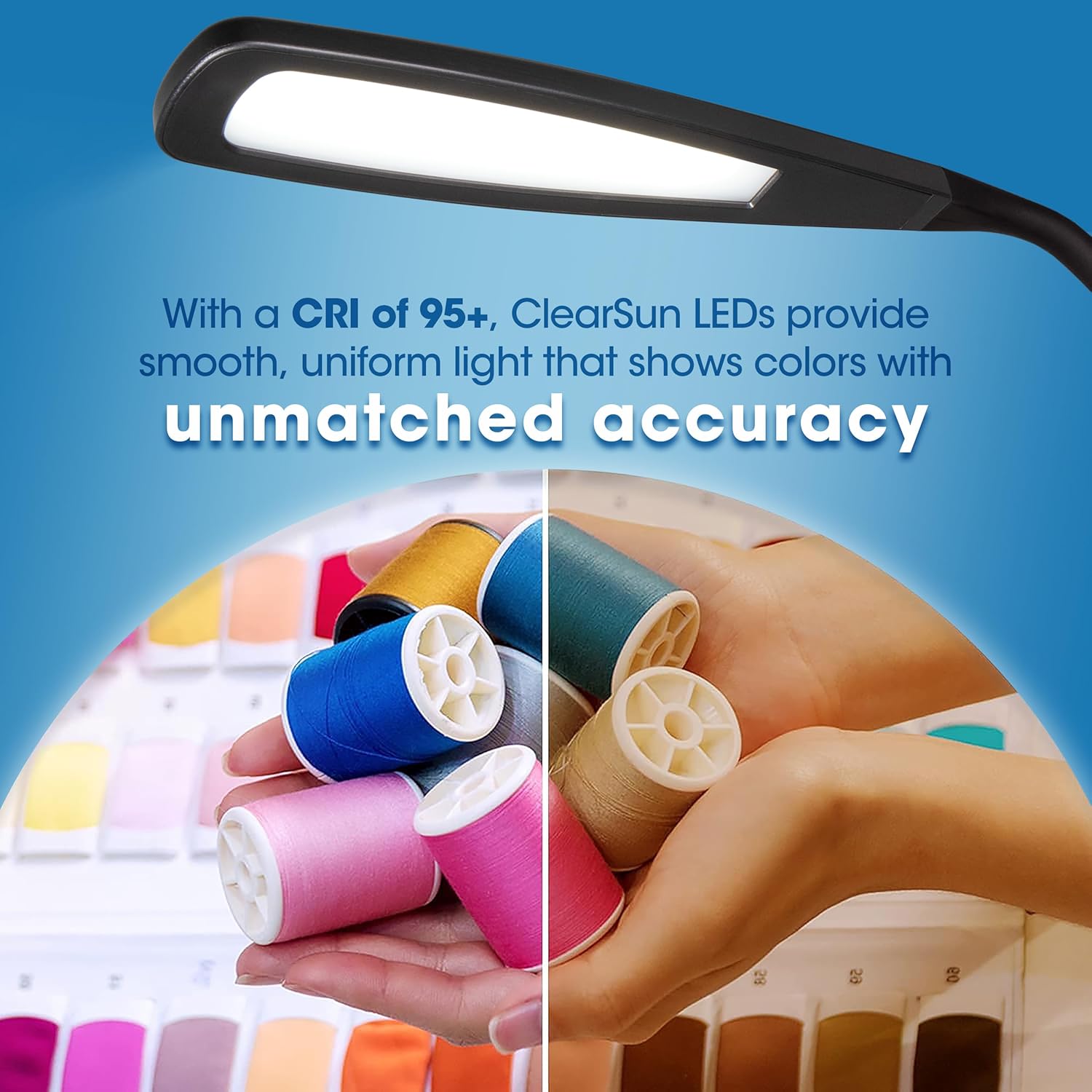 OttLite ClearSun Flex LED Floor Lamp with LED Technology - Touch Activated Controls, Adjustable Neck, Smart Memory Feature - Great for Office, Home, Dorm, Bedroom, College, & Living Room, Black