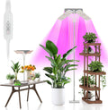 KINGPLUS Grow Lights with Stand, Three Heads, Full Spectrum LED Grow Light for Indoor Plants, 360 Leds, 4 Dimmable Levels, Timer 4/8/12h, 12-60inches Height Adjustable, 48w, Ideal for Desk Small Plant
