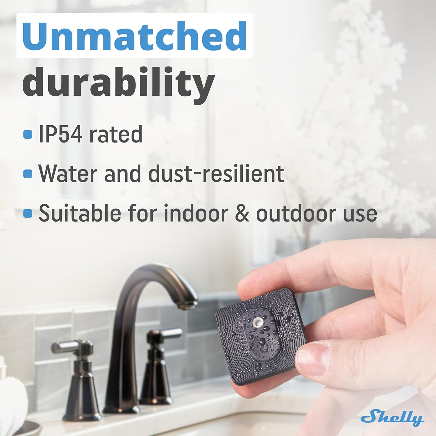 Shelly Bluetooth Smart Temperature & Humidity Sensor with Remote App Control & Monitoring, Home Assistant, Alexa, Google Home, Smart Scenes, IP54, Notification Alerts, Blu H&T Black