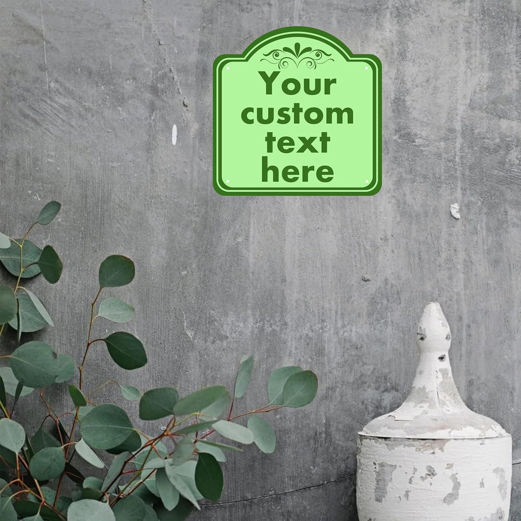 Custom Aluminum Weatherproof Metal Sign, Modern Customizable, Green, 8*8 Inch, Indoor/Outdoor, Versatile Mount