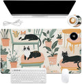 Heated Mouse Pad, Warm Desk Pad, Keyboard Mat 23.6 x 14 Inch Large Size Intelligent Fast Heating, 3 Speed Adjustable, Timed Auto Power Off for Game Office Home, Cartoon Cat Bed