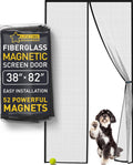Flux Phenom Upgraded Magnetic Screen Door - Bugs Out, Breeze in - 9min Install Auto-Sealing Heavy Duty Double Stitched Mesh, 52 Magnets, Hands Free Patio Doors Net, Pet & Kid Friendly, 38 x 82 Inch
