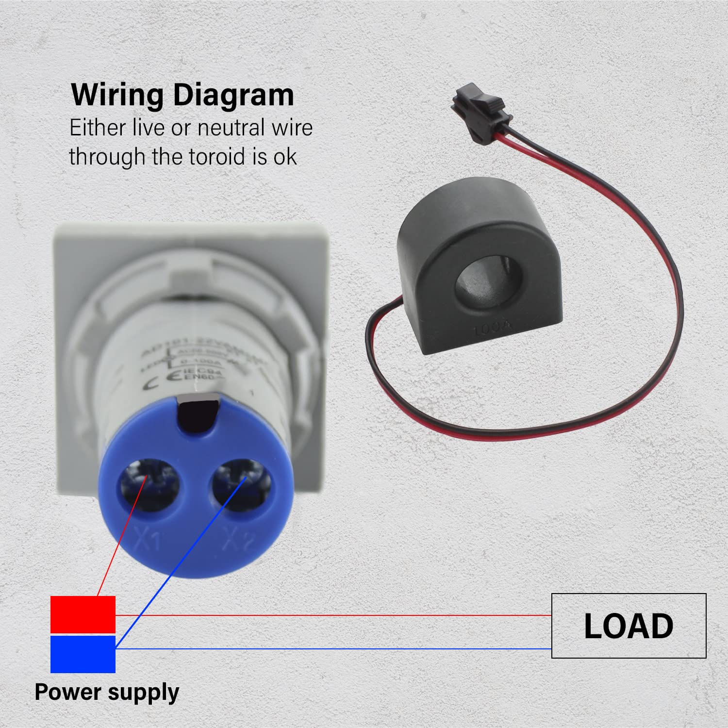 LED Voltage Display Panel Mount Volt Amp Meter, AD101-22VAMS 22mm Square Voltmeter and Ammeter, AC50-500V Voltage and 0-100A Current Meter, Blue (3 Pack)