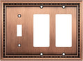 Henne Bery Sunken Pearls Heavy Duty Decorative Wall Plate Switch Plate Outlet Cover (Single Toggle/Double Decorator, Antique Copper)