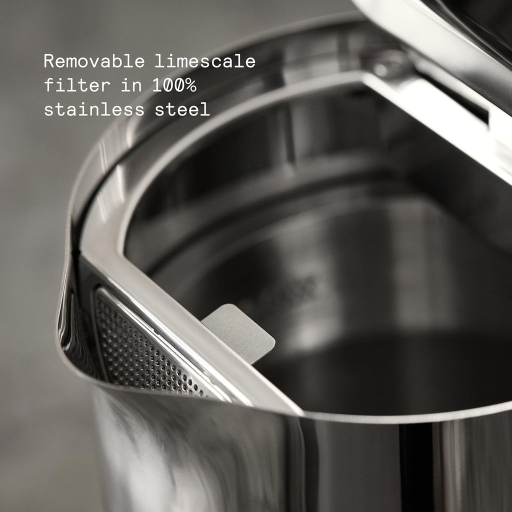 Aarke Stainless Steel Kettle - Perfect for Coffee and Tea Maker Enthusiasts, Non-Drip Spout, Double-Wall Construction, Dry Boil Protection, Heat-Safe Handle, LED Cool-Down Indicator, 1.2L (Steel)