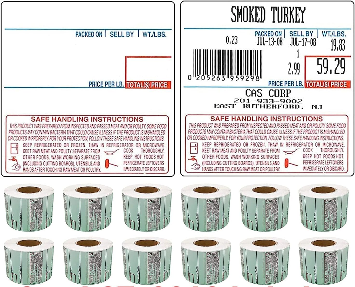 VisionTechShop LST-8040 Printing Scale Label, 58 x 60 mm, UPC/Safe Handling - CASE of 12 Rolls