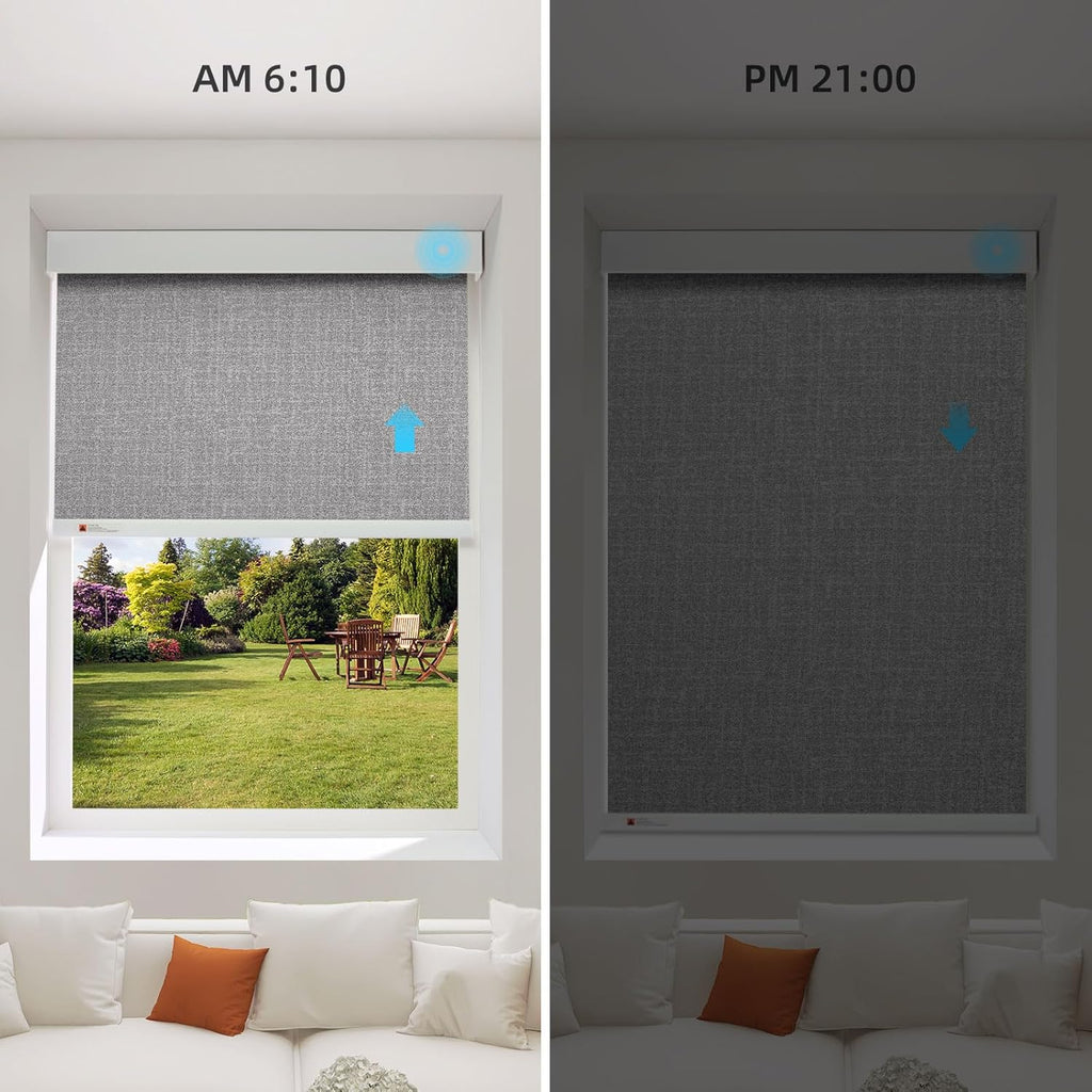 ZSTARR Motorized Smart Blind for Window,Automatic Blackout Roller Shade Compatible, with Remote Control, Child Safety Rechargeable Battery Blind with Valance,Customize (Dove Colour)