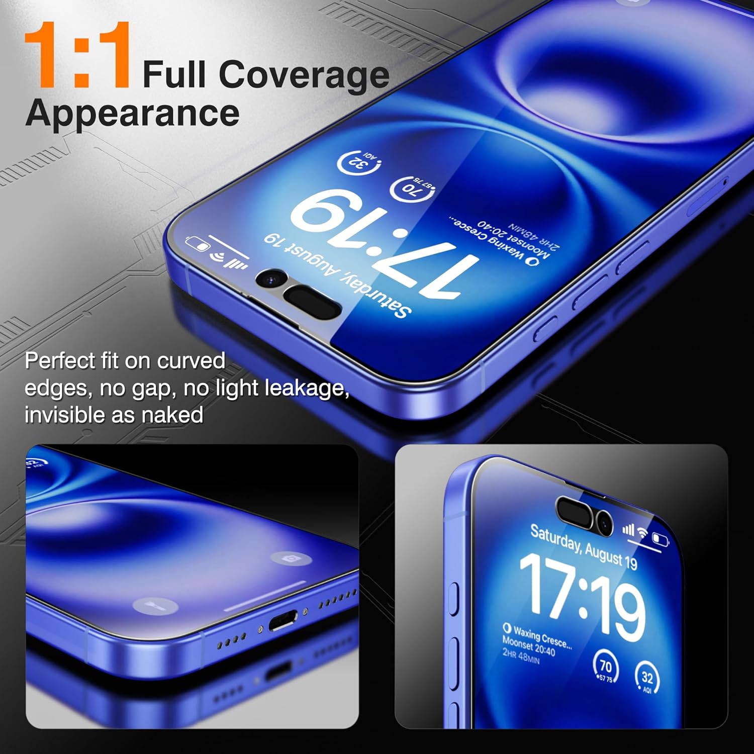EZ-GLAZ- 4 Pack for iPhone 16 Plus Privacy Screen Protector [6.7"] With 2 Pack Camera Lens Protector, 9H+ Hardness 12FT Military Grade Shatterproof Durable Tempered Glass Film with Flawless Fit Kit