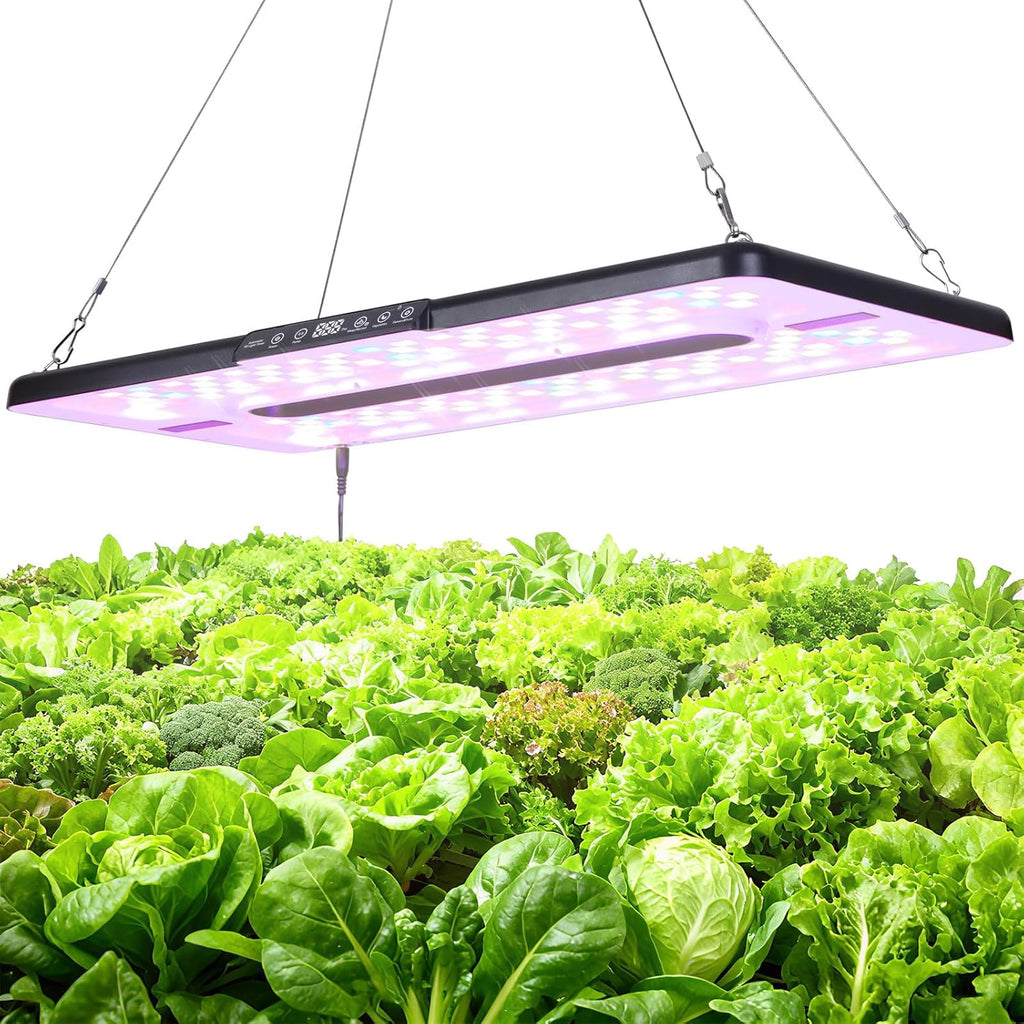 22" x 10" Grow Lights for Indoor Plants and Vegetables, Full Spectrum LED Growing Lamp for Indoor Garden Greenhouse - Features Two Smart Light Mode, 12~23H Timer - 1 Pack (1 Pack Black)