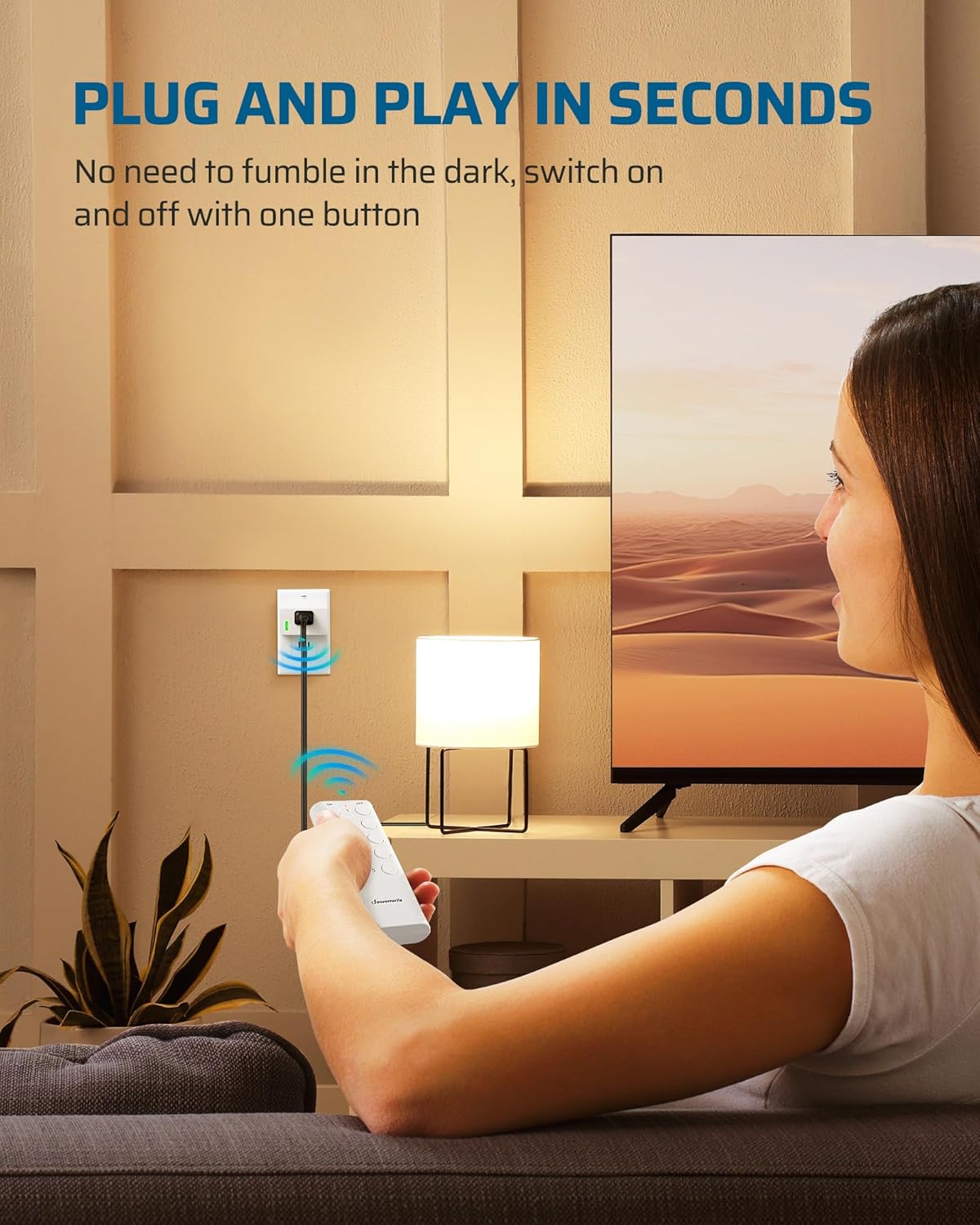 DEWENWILS 200FT Range Remote Control Outlet, No Interference Strong Signal, Indoor Wireless Outlet Switch for Lamps, Fans, Christmas Lights, 15A/1800W, ETL Listed (5 Outlets + 2 Remotes)