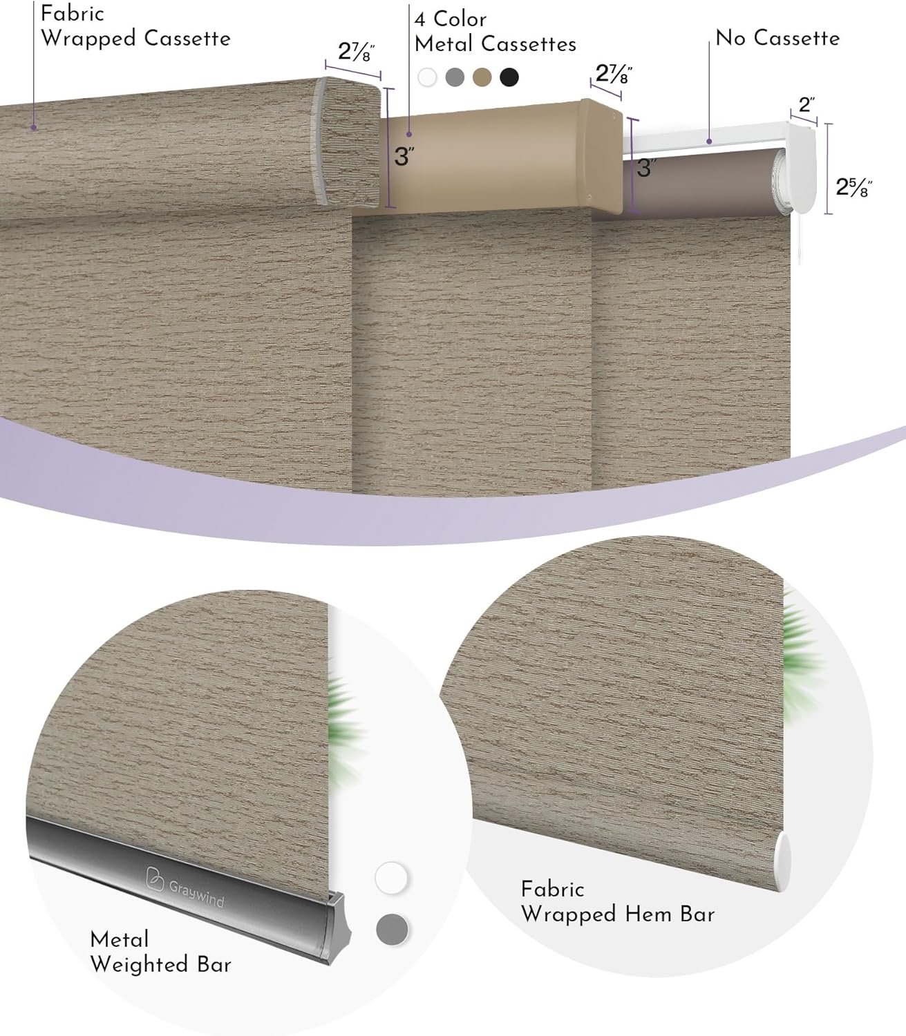 Graywind Smart Blackout Roller Shades Compatible with Alexa Google WiFi Hardwired Textured Fabric Motorized Blinds Remote Window Shades, Custom Size (Frequency Sand)