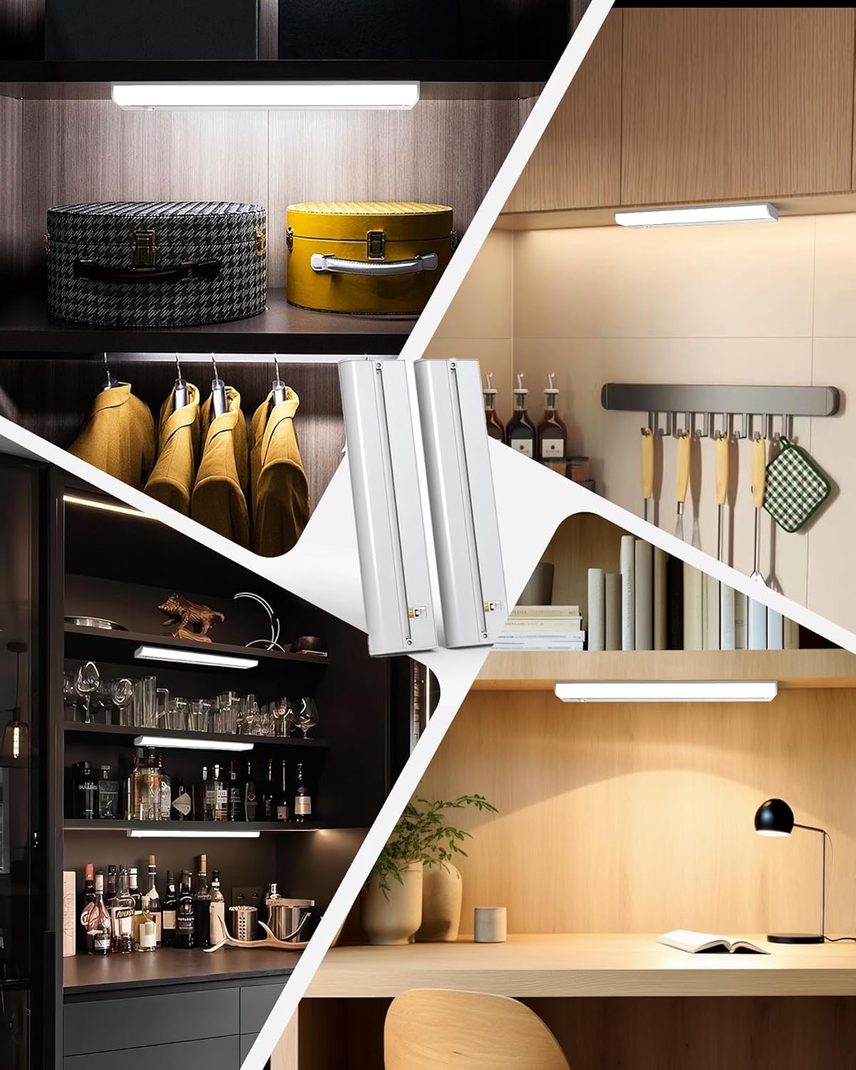 Hardwired Under Cabinet Lighting 36 Inch, 3 Color Settings - Soft White(3000K), Bright White(4000K), Daylight White(5000K), 2 Pack Linkable Dimmable Under Counter Lights for Kitchen, CRI 97