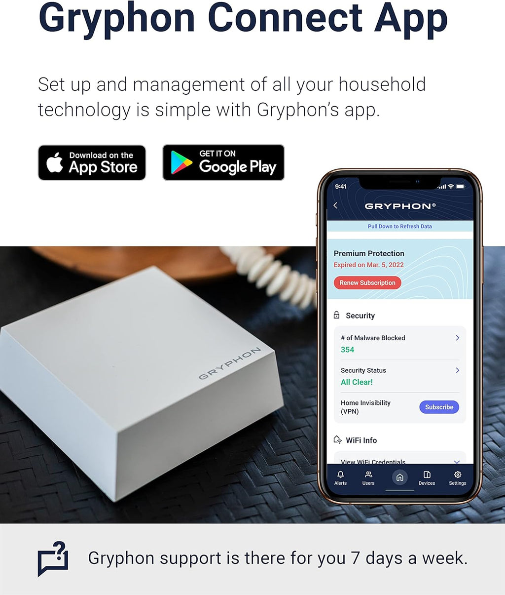 Gryphon Guardian Mesh WiFi Router and Parental Control System with Content Filters and Advanced Cyber Security