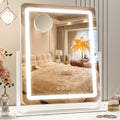 ROLOVE 22x18 Inch Vanity Mirror with Lights, 3 Color Dimmable LED Lighting, Smart Touch Control & 360° Rotation, Large Makeup Mirror for Bedroom, Dressing Room (White)