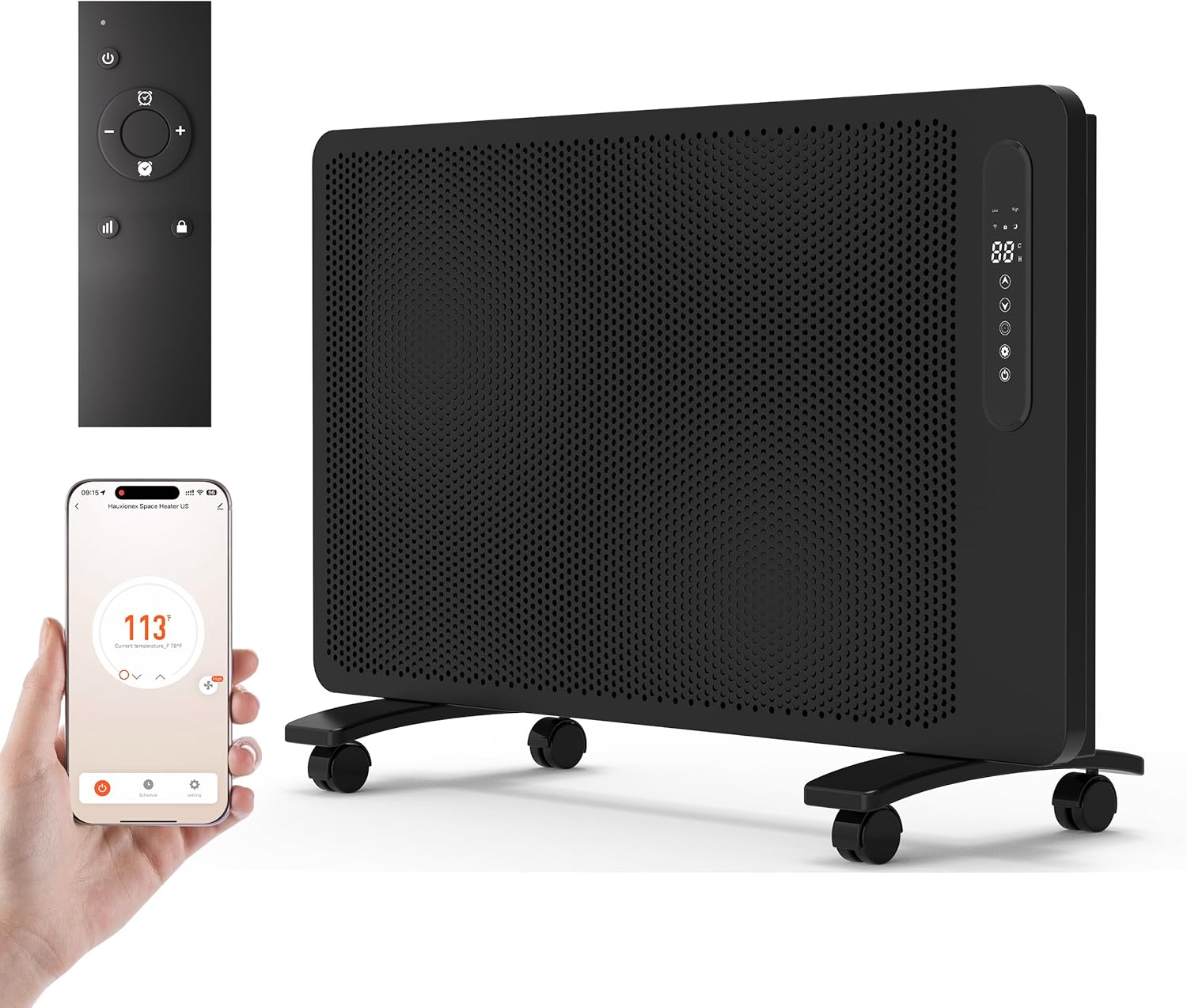 Energy Efficient Mica Infrared Space Heater for Large Room Indoor Use, Smart WiFi Wall Mounted or Portable Panel Heater, Fast Heating, Quiet, White