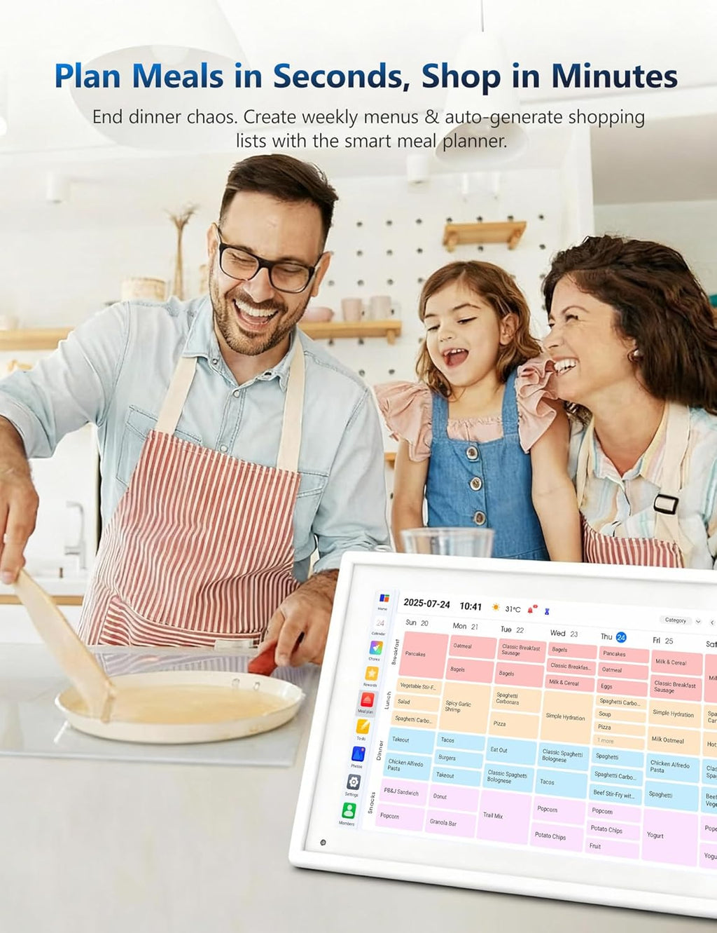 Smart 15.6" Digital Calendar Chore Chart - HD Touchscreen Family Organizer with Schedule, Chore Chart, Meal Planner, Photo Display, Online Calendars Sync, 2026 Wall/Desk Mountable Gift for Home & Office