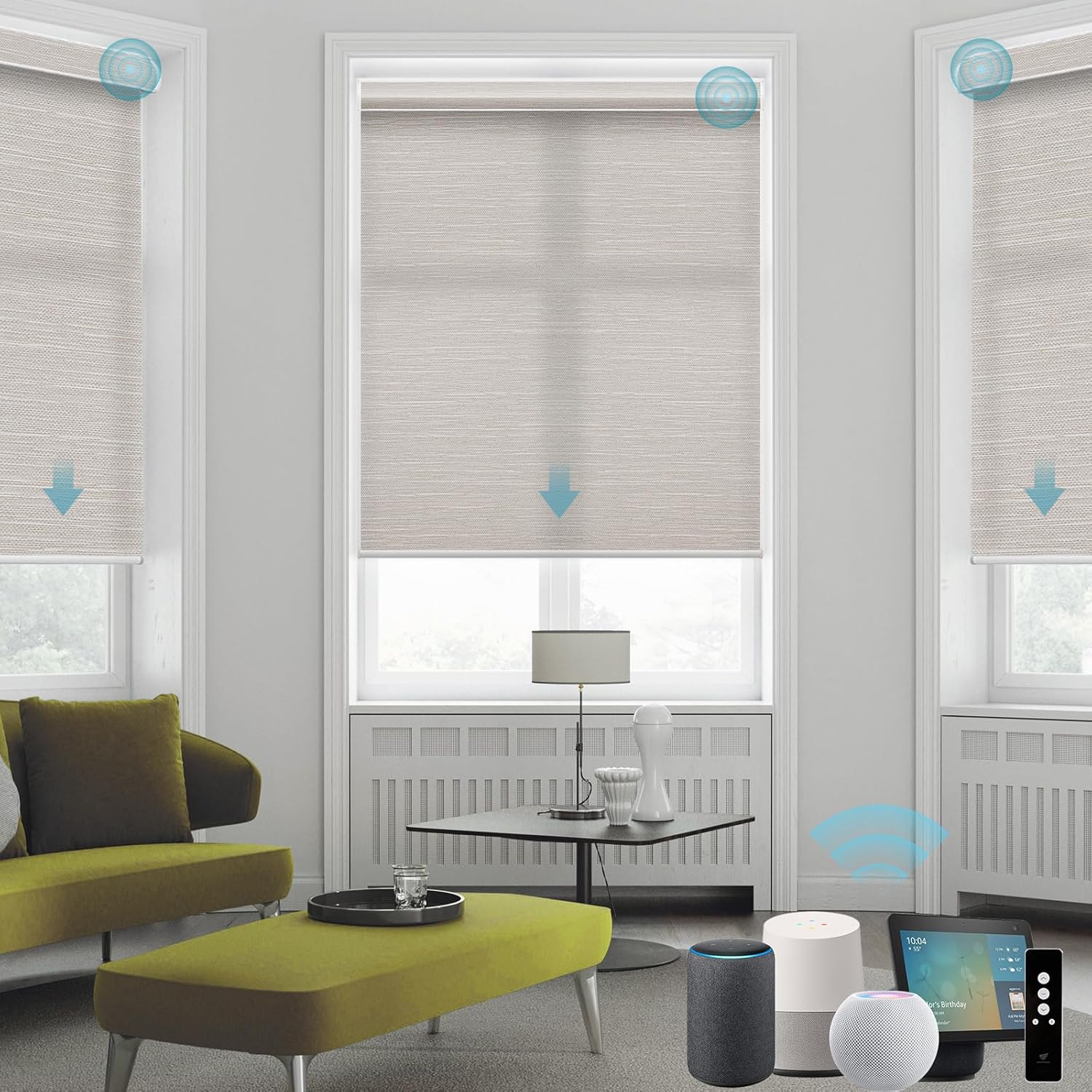 SmartWings Motorized Smart Blinds for Windows in Light Filtering, Electric Remote Roller Shades Compatible with Alexa/Google Home/Homekit, Custom Up to 110”W x 148”H, Essential Translucent Cream