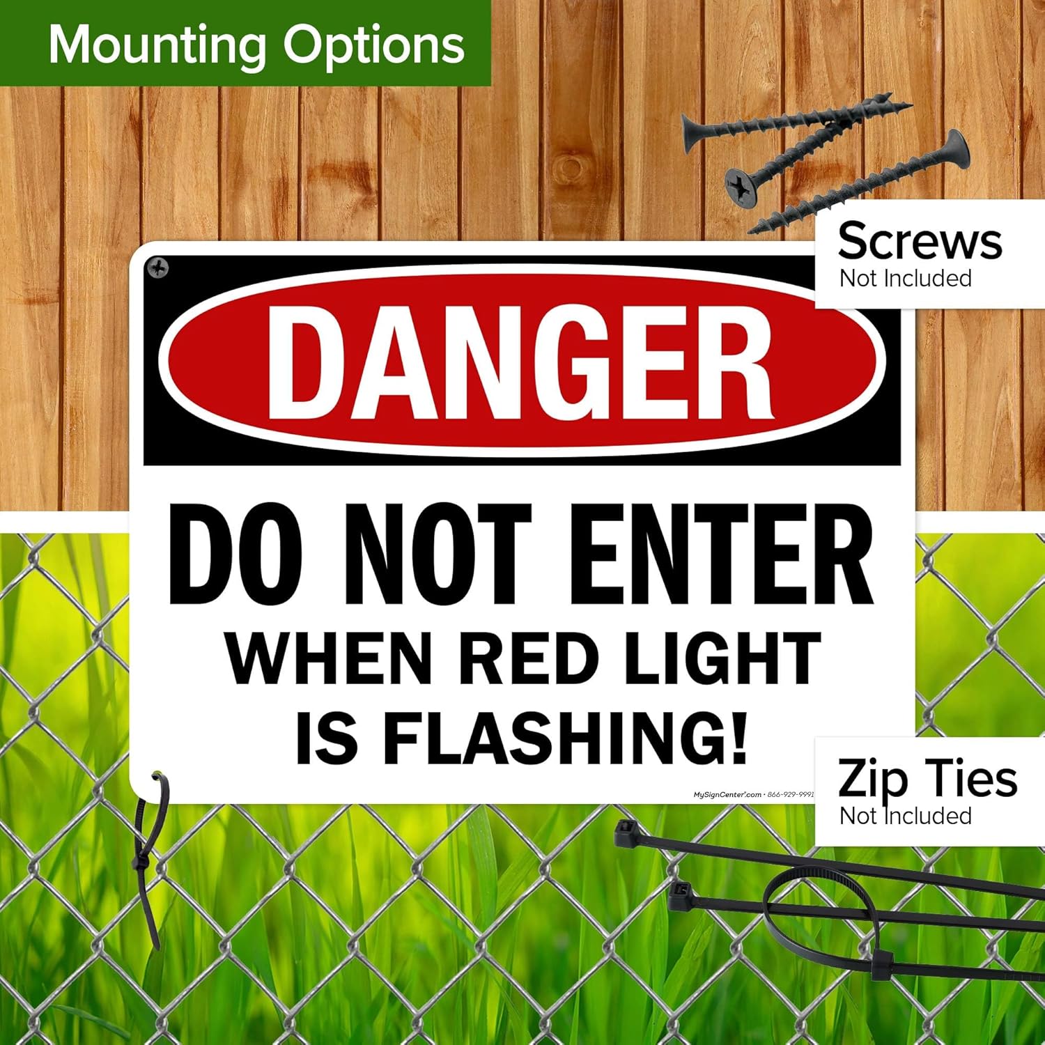 Danger Do Not Enter When Red Light is Flashing Sign, 10x14 Inches, Rust Free .040 Aluminum, Fade Resistant, Made in USA by My Sign Center