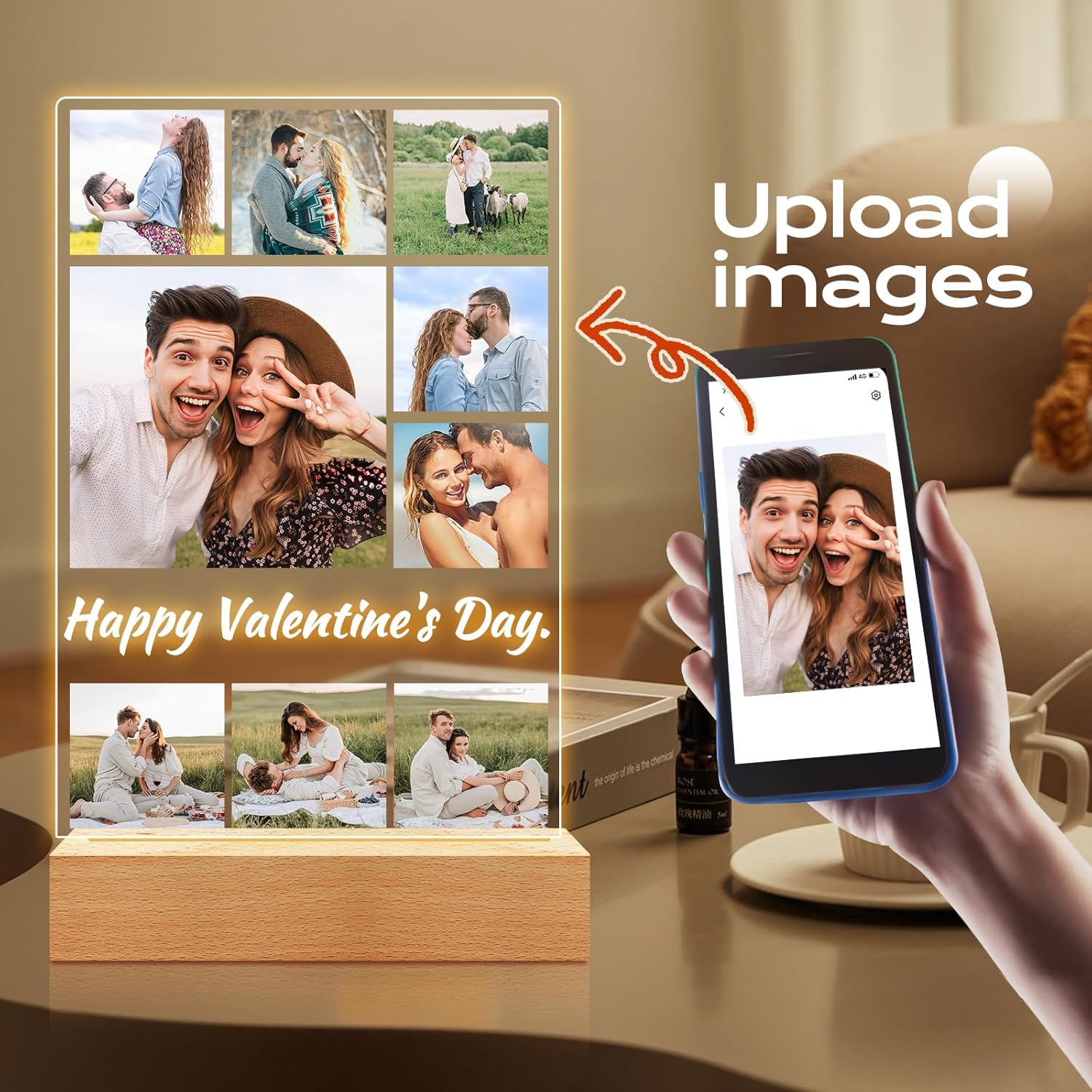 Custom Picture Frame with Photo, Personalized Photo Frame, Customized Picture Frames, Personalized Valentines Day Gifts for Women Men Her Him Girlfriend Boyfriend Couple
