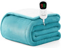 Homemate Heated Blanket Electric Throw - 50"x60" Heating Blanket Throw 1/2/4/6/8 Hours Auto-Off 10 Heat Level Over-Heat Protection Flannel Sherpa ETL Certification