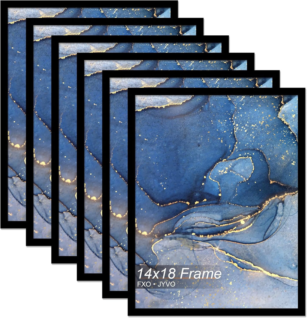 14x18 Picture Frame Set of 6, Black Frame for 14 x 18 Inch Picture Poster Photo, Light Weight and High Transparent 14 by 18 Frame for Wall - 6 Pack/Black/14 x18