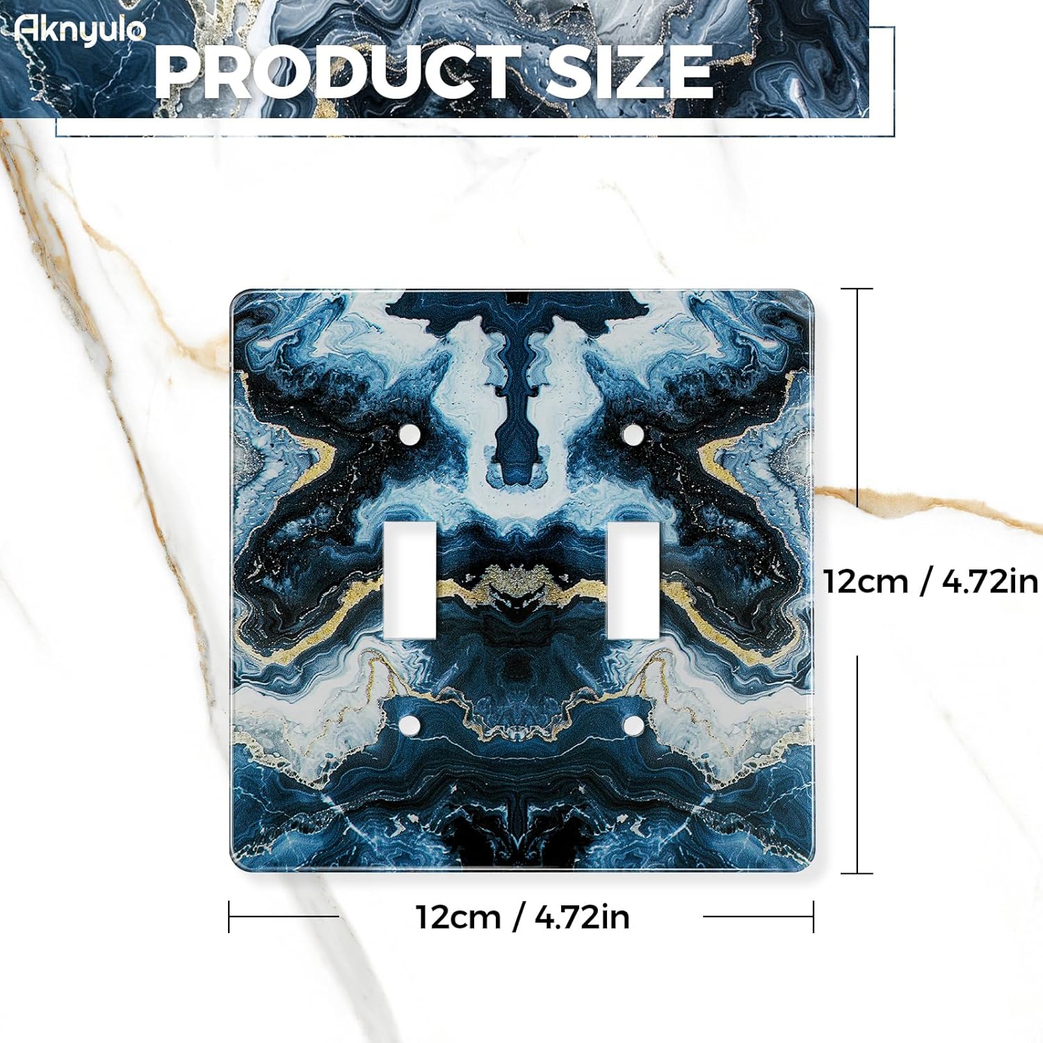 Luxurious Blue and Gold Marble Wall Plate Acrylic Double Hole Outlet Light Switch Plate Outlet Acrylic Covers Light Switch Cover