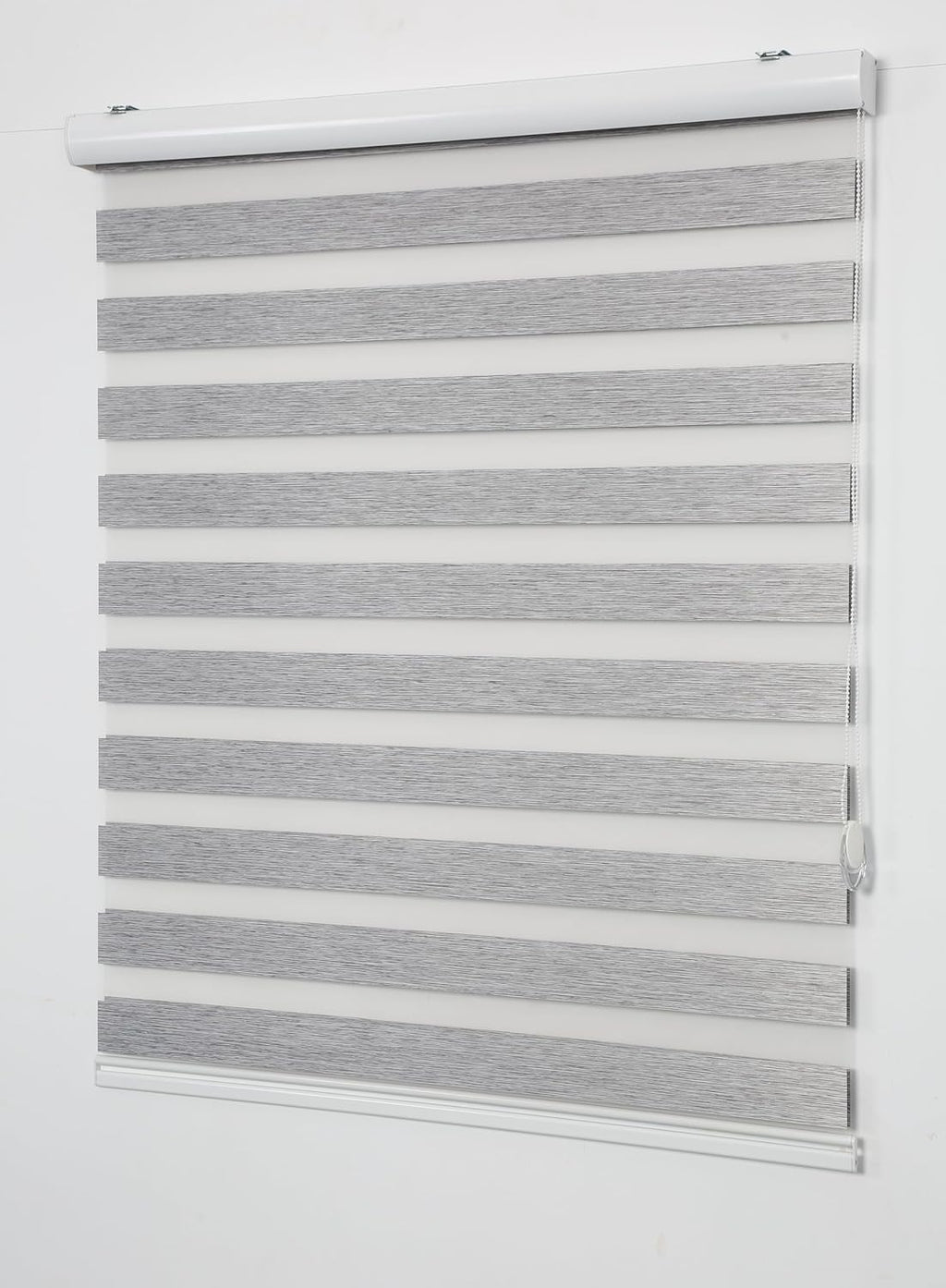 Shadesu Custom Size Zebra Blinds for Windows, 35" W x 72 H, Grey, Dual Layer Free-Stop Zebra Shades, Light Control for Day and Night, Sheer Blinds for Indoor Windows, Bedroom, Kitchen